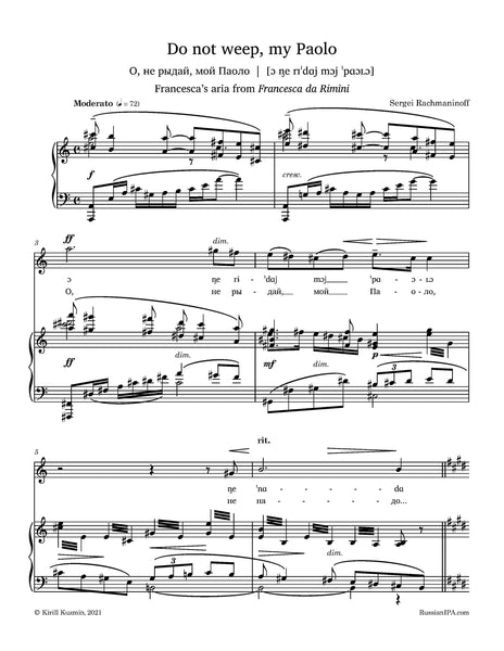 Rachmaninoff - Do not weep, my Paolo (Francesca's aria from Francesca da Rimini)