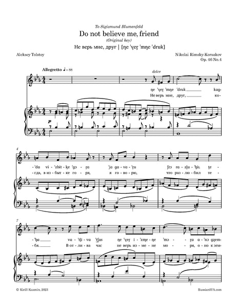 Rimsky-Korsakov - Do not believe me, friend, Op. 46 No.4
